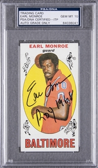 1969 Topps #80 Earl Monroe Signed Rookie Card - PSA/DNA AUTO 10 GEM MINT